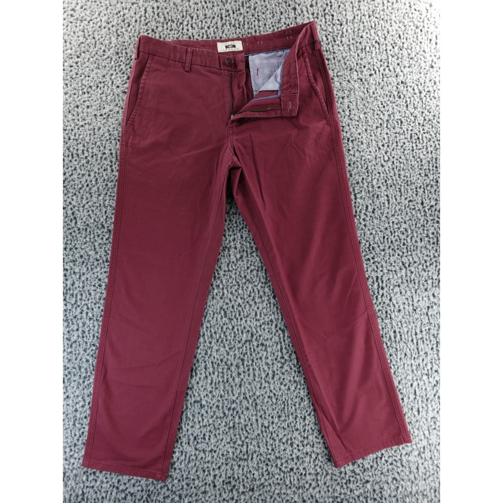 Joseph Abboud Men Burgundy Chino Pants Straight Fit Casual Trousers Size 34x32